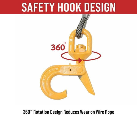 Close-up of safety hook design showing 360-degree rotation for Two Ton Snatch Block With Chain For Car Carrier And Three Eighths Inch By One Hundred Foot