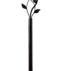 Rustic Oil Rubbed Bronze Floor Lamp With Leaf Finial And Gold Tapered Shade, 58.75 Inch Tall Standing Lamp for home decor
