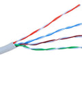 Close-up of Dope 500 Foot Cat6 Bulk Ethernet Cable 23 AWG CCA UTP Indoor Network Cable showing twisted pairs for fast LAN setup