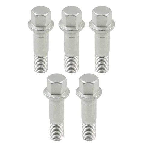 Upgrade Your Ride With Top Notch 5pc Wheel Lug Bolts And Nuts Kit Perfect For G63 Amg And G550 Models Built Between 2009 And 2017 Plus S65 Amg From Sixteen Forty Five Years Ready To Install And Keep You Rolling Smooth On The Streets. 5 silver steel wheel lug bolts, shown front view