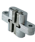 Invisible Concealed Cross Hinges For Wood And Metal Doors, Satin Nickel Finish, side view showing interlocking mechanism