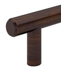 Close-up view of a Brushed Oil Rubbed Bronze Cabinet Handle Four And A Quarter Inch Center To Center Steel Drawer Pull for kitchen use.