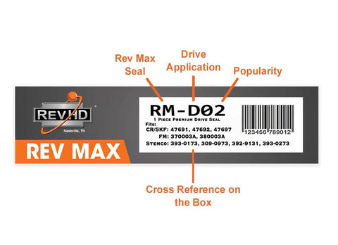 Rev Max HD Drive Axle Wheel Seal For Heavy Duty Applications Fits 3930273 380003A 47691 packaging with barcode and model info