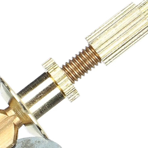 Close-up of the Non Slip Alloy 3 Fork Holding Locking Clamp screw mechanism for watch balance wheel tool.
