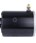 Hydraulic pump motor, black cylindrical housing with silver end cap and top mounting studs.
