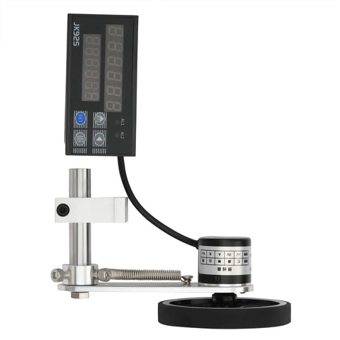 Digital Measuring Wheel With Feet And Meters Counter For Wire Cable Fabric Tracking Heavy Duty Rolling Length Gauge Built Tough showing digital counter and rolling drum.