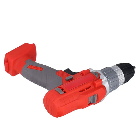 Dual Direction Rotation Cordless Electric Drill Featuring 25 Adjustable Torque Settings Plus A One Hand Reverse Switch Designed For Daily Grinds And Zero Hassle Builds, side view with red and grey grip.