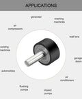 M6 Threaded Rubber Mounts Vibration Isolators Cylindrical Shock Absorbers With Studs 20mm By 10mm for machinery applications