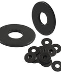 M6 Black Coated Flat Washers 50 Piece Stainless Steel Assortment Kit With 304 Grade Steel For Solid Load Distribution Under Nuts And Bolts, Corrosion Resistant And Durable For Do It All Hardware Projects And Repairs, assorted sizes