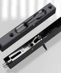 Top Tier Heavy Duty 6 Inch Stainless Steel Door Flush Bolts showing the sleek black design with smooth finish and hidden latch parts.