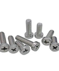 Top Notch 304 Stainless Steel Cheese Head Machine Screws With Phillips Drive In Metric Sizes M2.5 Through M6 Including M3x8mm Pack Of 100 displayed in a group.