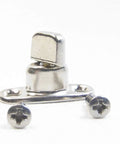 Built Tough Double Height Turn Button With Two Hole Stud And Stainless Steel Mounting Screws. Premium brass hardware detail with screws.