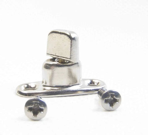 Built Tough Double Height Turn Button With Two Hole Stud And Stainless Steel Mounting Screws. Premium brass hardware detail with screws.