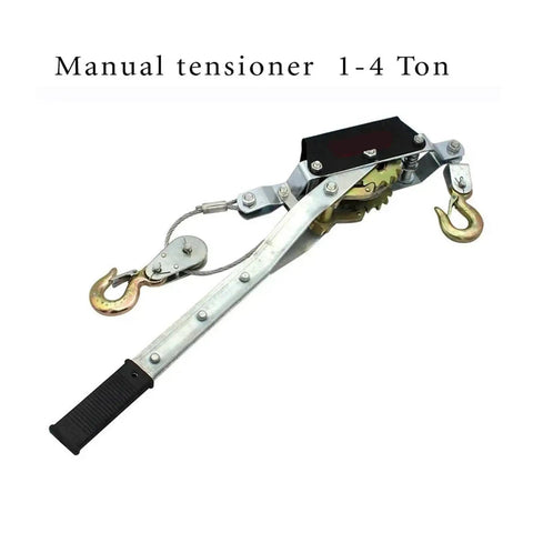 Heavy Duty Manual Hand Winch With Steel Wire Rope For Lifting And Tensioning Cargo Puller And Tightener No Power Needed Double Hook 1 To 4 Ton Capacity Rugged Off Grid Workhorse For Tools And Equipment