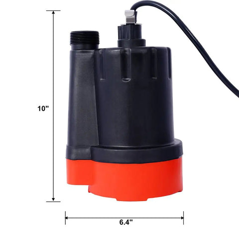 Heavy Duty Submersible Sump Pump Moves 2000 GPH With Tough As Nails Thermoplastic Construction And 25 Feet Max Lift, 10 inch height.