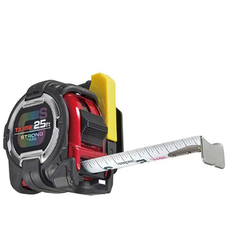Heavy Duty 25 Ft Tape Measure One And One Sixteenth Inch GS Lock Measuring Tape with shock-resistant case and visible blade