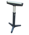 Big Time Heavy Duty Adjustable Pedestal Roller Stand With Smooth Ball Bearing Wheels Built For Tough Workshop Jobs And Solid Material Support Up To Six Hundred Pounds Rolls Like Butter Gray, showing a stable design and smooth roller.