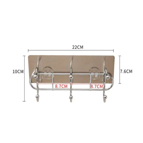 Heavy Duty Wall Mounted Adhesive Free Suction Hooks With Rock Solid Air Pressure Grip, showing dimensions 22CM x 10CM, sleek metal finish.