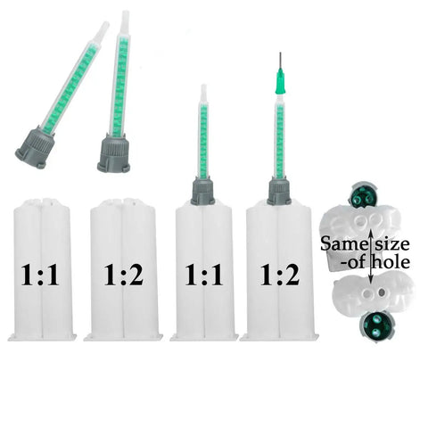 High Efficiency Mixing Nozzles For 50ml Resin Cartridges 16 Element 3.6 Inch Tip Set For 1 To 1 And 2 To 1 Ratios 20 Pieces
