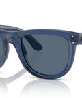 Wayfarer Reverse Low Bridge Fit Sunglasses In Transparent Navy And Dark Blue Lenses, 53 mm Bio Acetate Frame