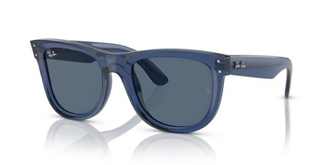 Wayfarer Reverse Low Bridge Fit Sunglasses In Transparent Navy And Dark Blue Lenses, 53 mm Bio Acetate Frame