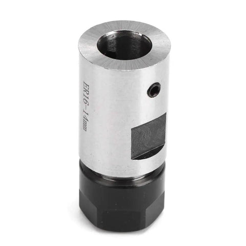 Close-up of a 14mm Collet Chuck Tool Holder C20 ER16 for Lathes Drilling Machines and Milling Machines, metal construction