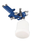 Keenso Pneumatic Paint Spray with Transparent Pot showing blue body and clear paint cup for precise atomization.