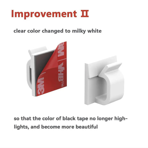 40 Pack Cable Clips With Strong Adhesive Tape For Wire Organization And Cord Management In Car, Office, And Home White Upgraded Nylon Clips For Neat Cables And Reliable Hold showing improved milky white color change.