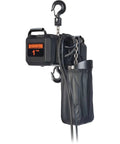 Top Shelf Theatrical Chain Hoist With Built Tough Two Ton Capacity And Sixty Foot Lift For Stage Rigging And Studio Jobs. Black one ton hoist.