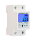 Front view of No Fuss Single Phase Energy Meter 5 To 80A DDM15SC With LCD Display And 2P LED DIN Rail Wattmeter, showing KWh reading.