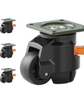 Heavy Duty Swivel Caster Wheels 4 Pack With Quick Adjust Leveling Feet Gonna Keep Your Workbench Rock Solid Smooth Rolling Durable Nylon Casters For A Flawless Shop Setup (2 Inch) showing close-up of caster wheel with swivel base.