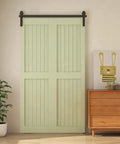Bi Folding Sliding Barn Door Hardware Kit For Two Doors, Space Saving And Whisper Quiet, shown in modern room setup
