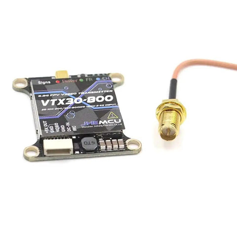 40CH FPV Video Transmitter VTX30-800 With PitMode Adjustable Power 25mW To 800mW 2 To 6S Ready 30x30mm Mount 5.8G JHEMCU VTX
