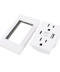Sleek White Wall Outlet With Matching Backplate 15 Amp Electrical Receptacle showing outlet and cover plate details.