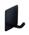 Super Sturdy Double Wall Hook For Coats Towels Backpacks Rustproof Stainless Steel Rack shown in black for hanging gear.