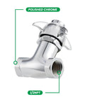Self Closing Valve With Knob For Easy Operation, Heavy Duty Stop Valve In Polished Chrome Finish, 2 By One Half Inch NPT Female Threads