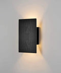 Black Wall Lights for with Switch,Nature Wood Wall Lamp Modern Design,Vintage Led Flat Wall Sconce Up and Down Indoor close-up view.