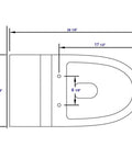 Dimensions diagram of Soft Close Toilet Seat Replacement for TB326, Whisper Quiet Close With Smooth Hinge, top view