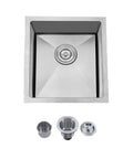 Top view of Undermount Bar Sink For Kitchen And RV Outdoor Use 15 By 17 Inch Single Bowl Brushed Nickel 18 Gauge Stainless Steel T 304