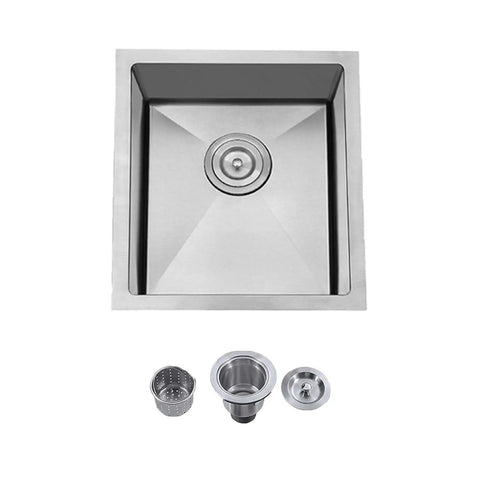 Top view of Undermount Bar Sink For Kitchen And RV Outdoor Use 15 By 17 Inch Single Bowl Brushed Nickel 18 Gauge Stainless Steel T 304