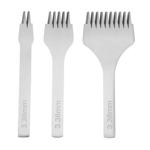 Leather Stitching Chisel And Punch Set With 2 Prongs 5 Prongs And 10 Prongs White Steel For Leather Craft DIY Projects