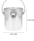 Front view of 15cm stainless steel airtight bucket with cover for beverages camping and beer chilling portable sealed metal cooler bin