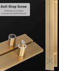 Sliding Barn Door Pull Handle For Glass Doors Black Aluminum Heavy Duty H Shape Bar Handle For Interior Exterior Use 120cm Length Or 80cm Center To Center Push Pull Function Rustproof Durable Commercial Grade, shown in gold with anti-drop screw fittings.