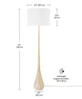 65 Inch Floor Lamp With Wood Toned Finish And White Cotton Shade Japandi Style E26 Base On Off Rotary Switch 5 Ft Cord