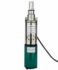 Solar Submersible Well Pump 24V DC 260W Deep Well 3 Inch Stainless Steel Screw Pump, 2300 Liters Per Hour 1 Inch Outlet High Lift 53 M