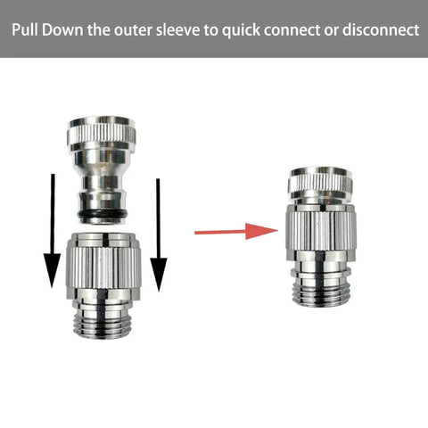Faucet Diverter Valve With Quick Connection From Sink To Garden Hose And Shower Hose For Bathroom And Kitchen Chrome Finish