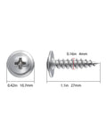 250 Pc 8x1 Inch Phillips Truss Head Wood Screws Stainless Steel 410 Self Tapping Heavy Duty Rustproof Metal Fasteners For Decks Furniture Cabinets And Outdoor Woodworking Corrosion Resistant And High Strength, showing detailed dimensions.
