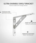Heavy Duty Stainless Steel Wall Shelf Bracket, L Shape Support For Kitchen, Bathroom, And Garage Storage, Silver Finish, Durable, 1 Piece