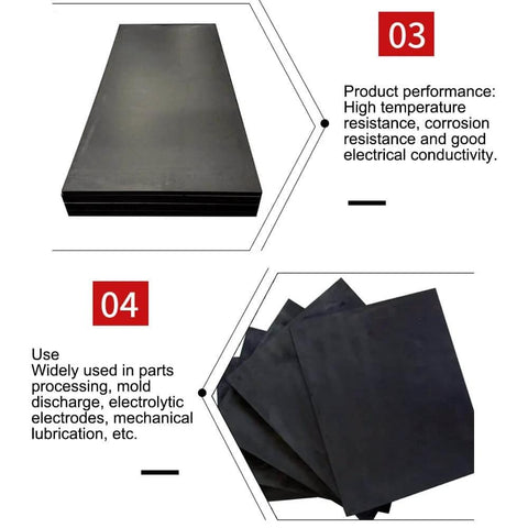 Five Piece 99.9 Percent Pure Graphite Block Electrodes Rectangle Plates 100 By 100 By 2 Millimeters for high performance in metallurgy.