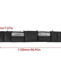 Extra Thick Hella Tough UTV Roll Cage Storage Bag With Secure Straps For Arctic Cat Prowler Ev shown flat with compartments and dimensions.